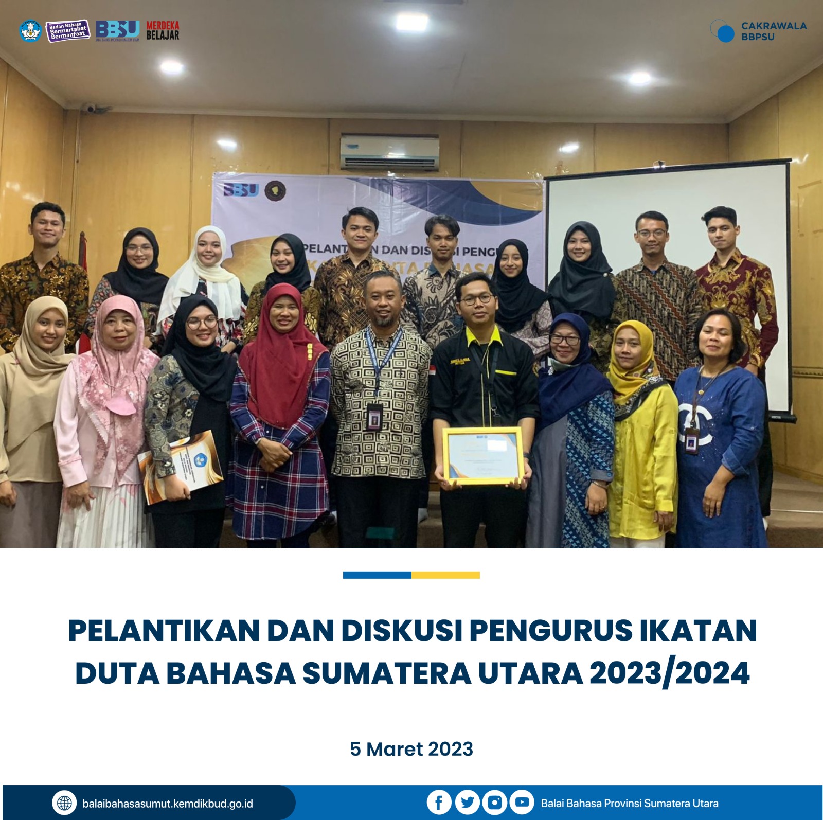 Pelantikan dan Diskusi Pengurus Ikatan Duta Bahasa Sumatera Utara 2023/2024